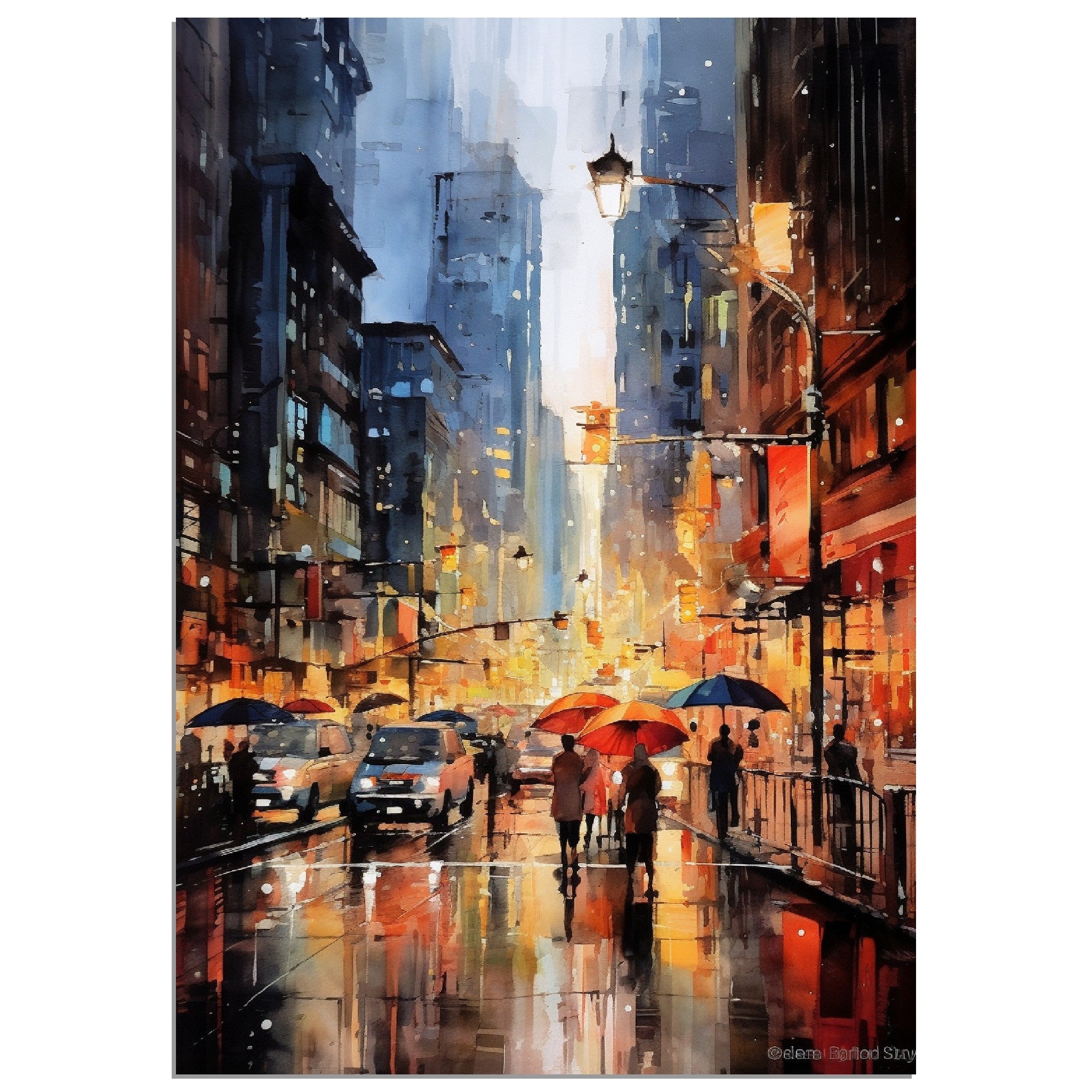 Water Colour Lively Cityscape - immersiarts