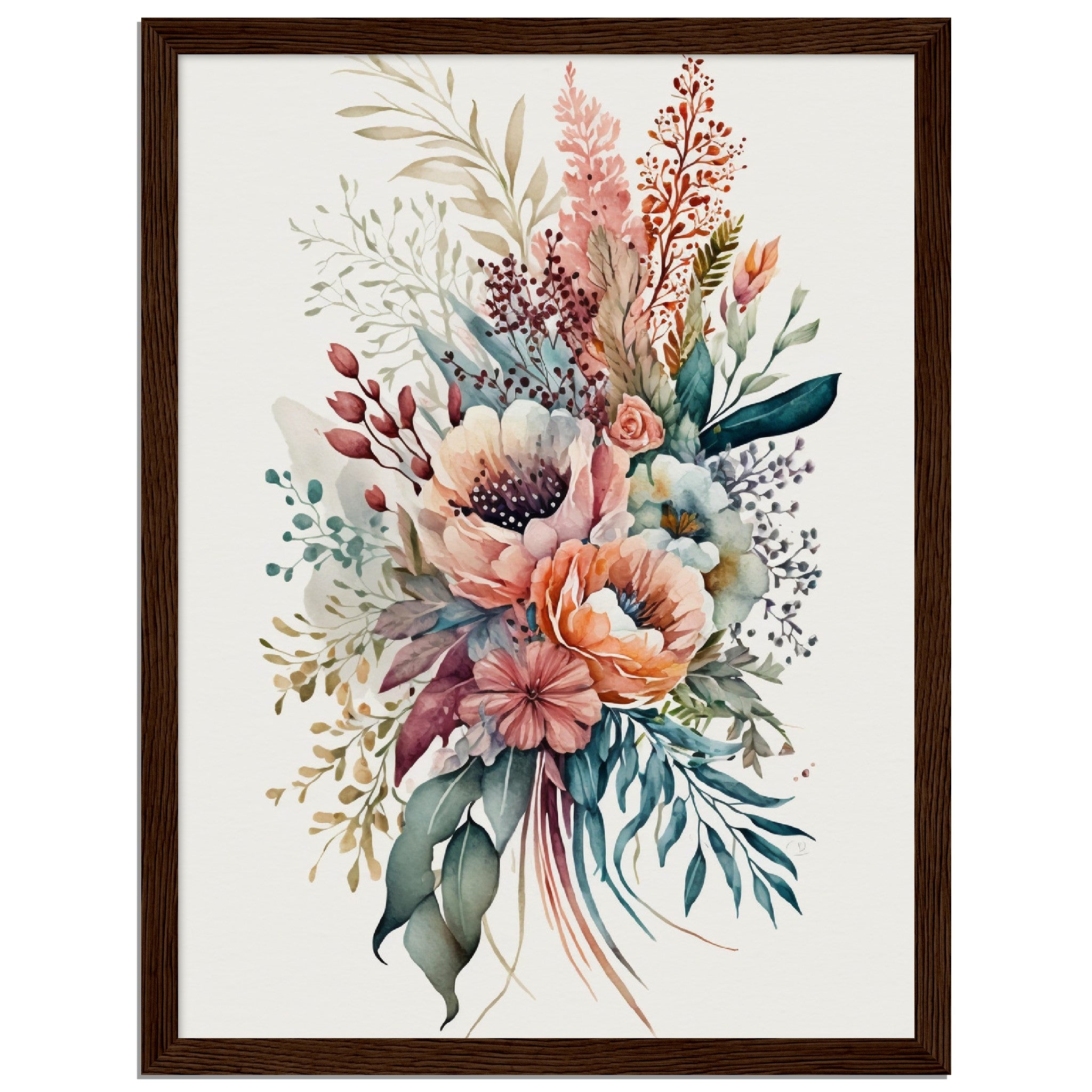 Water Colour Boho Flower Bouquet Style 2 - immersiarts