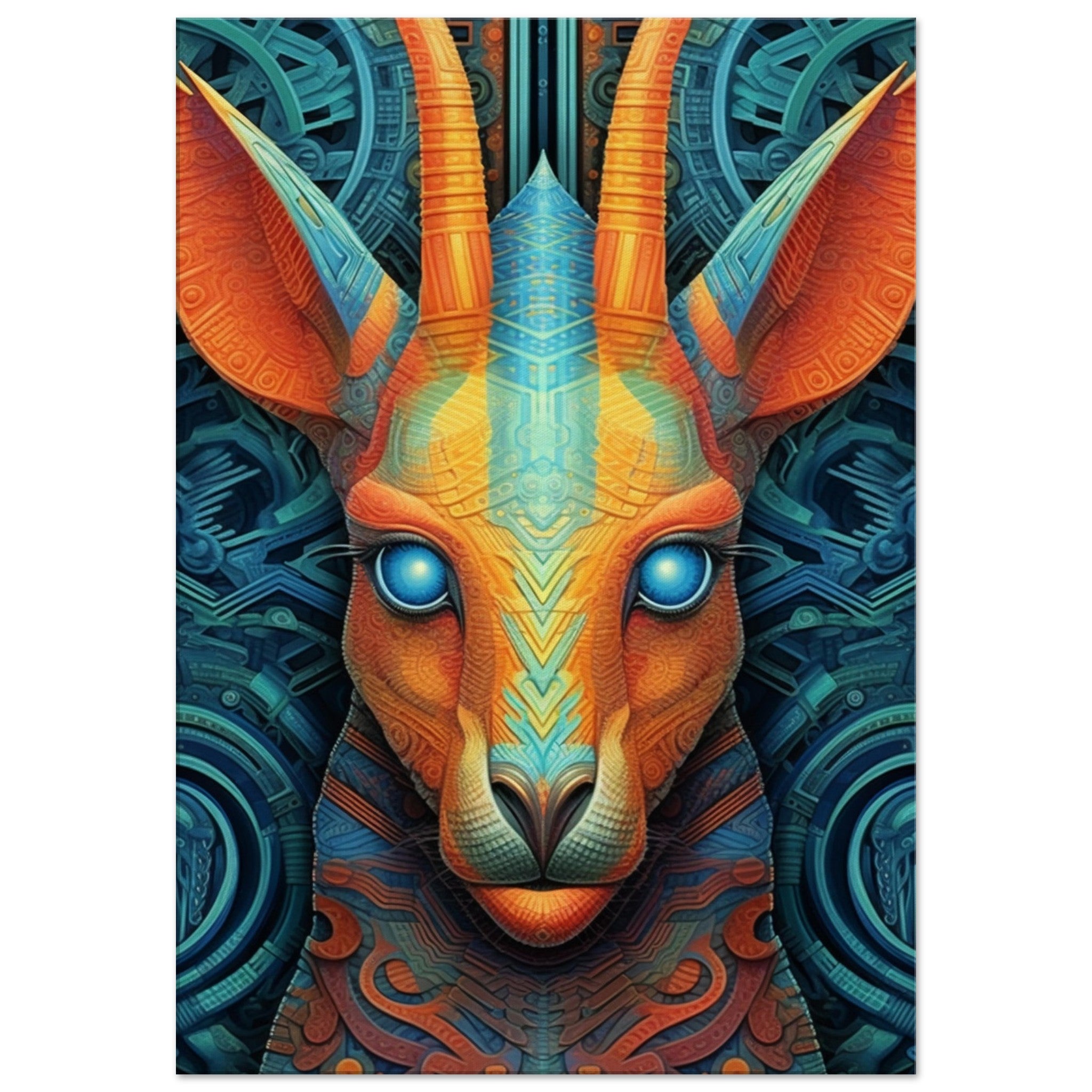 Geometric Alian kangaroo face - immersiarts