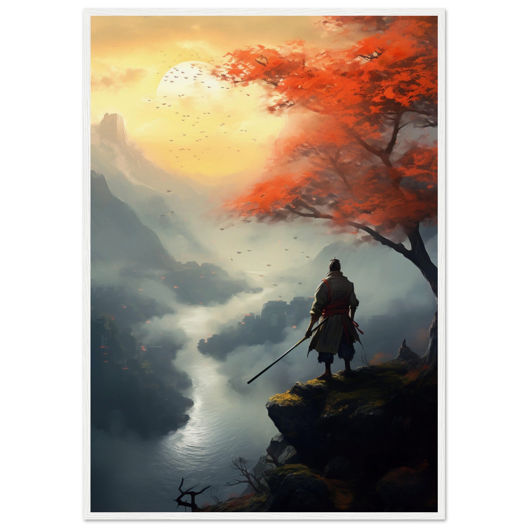 A samurai looking at sunset - immersiarts