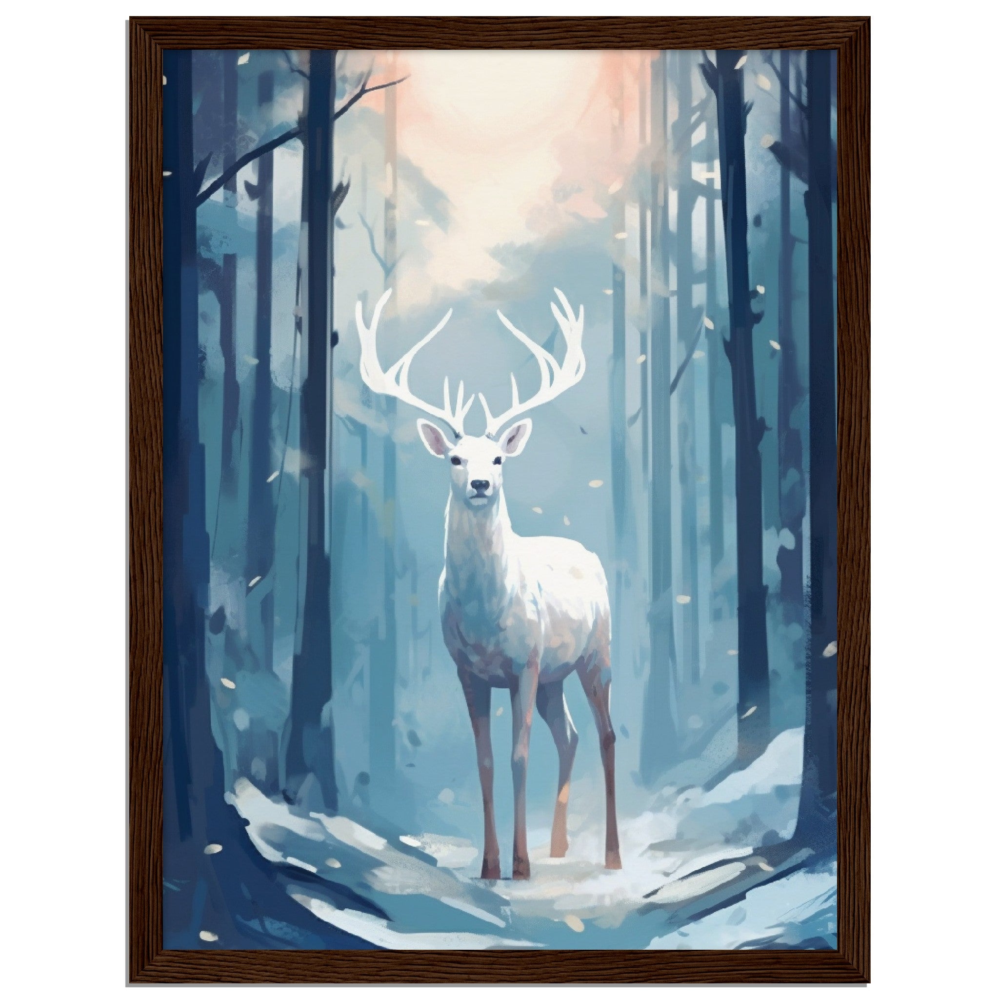 Water Colour White Deer In Forest - immersiarts