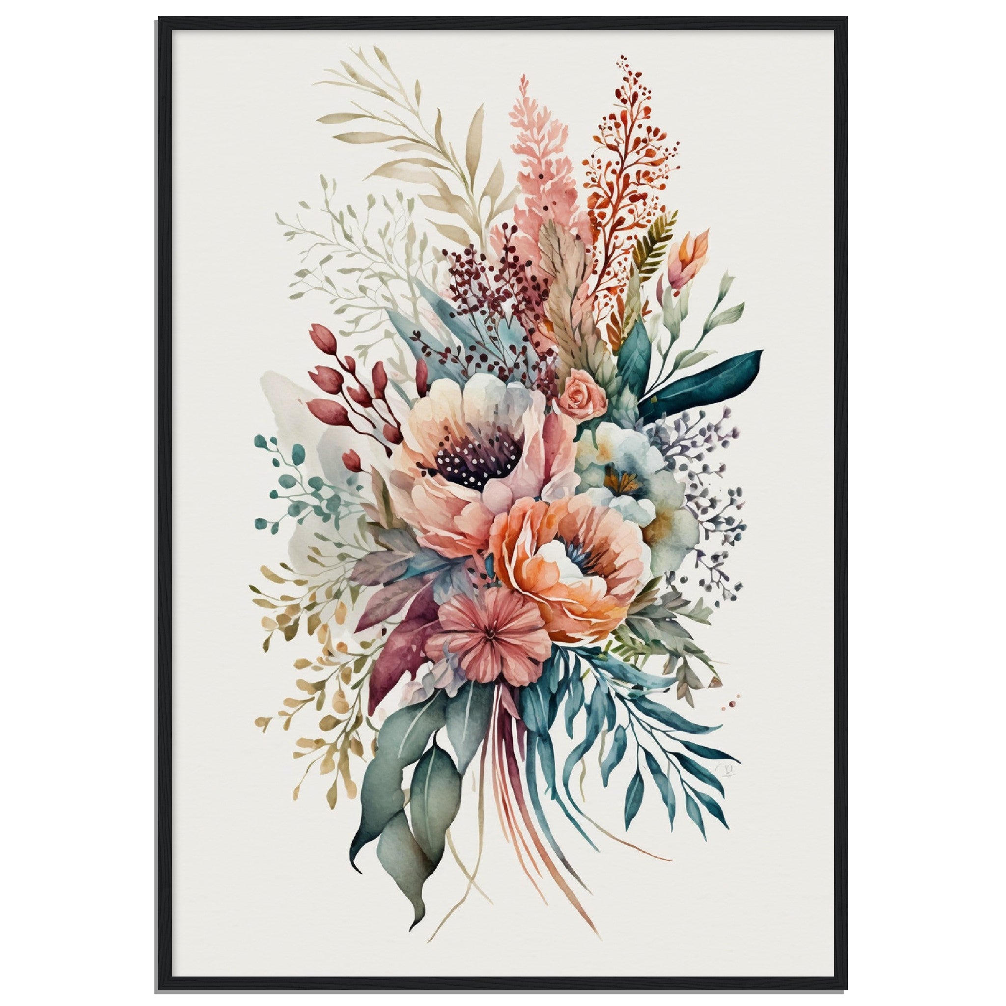 Water Colour Boho Flower Bouquet Style 2 - immersiarts
