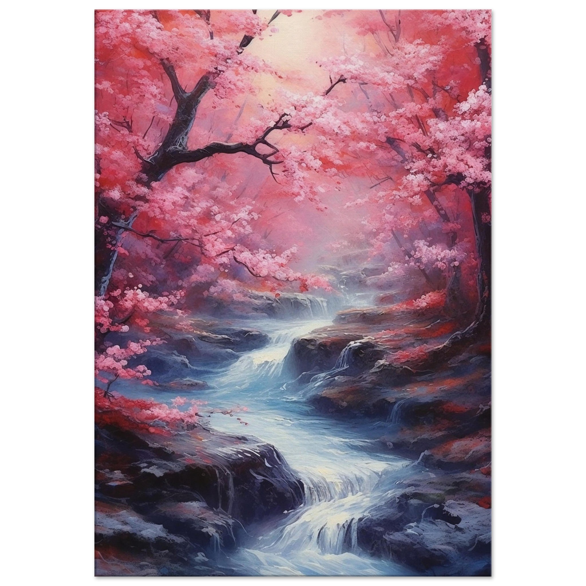 A river flowing through cherry blossom jungle - immersiarts
