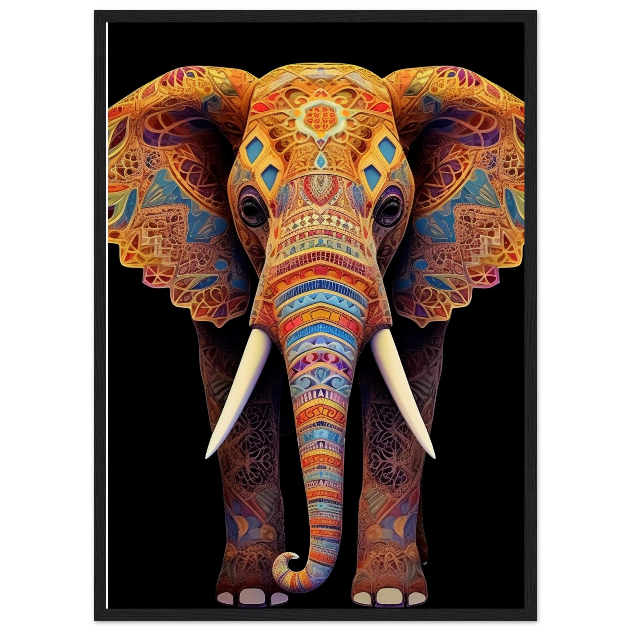 Macro Geometric colorful elephant with Ivory front view - immersiarts
