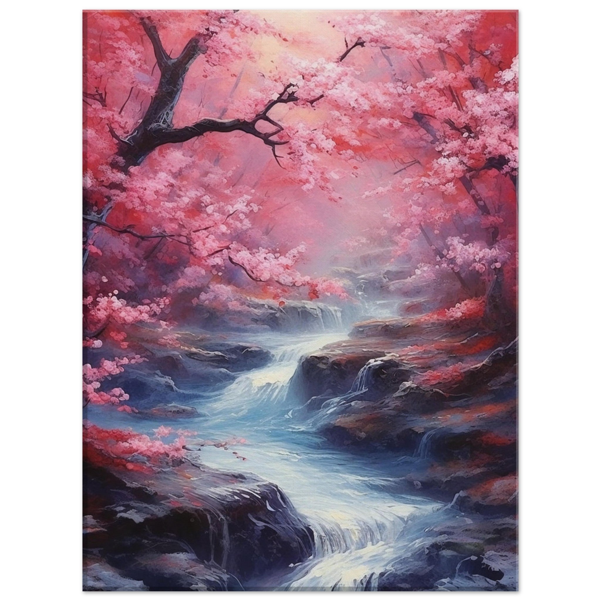 A river flowing through cherry blossom jungle - immersiarts