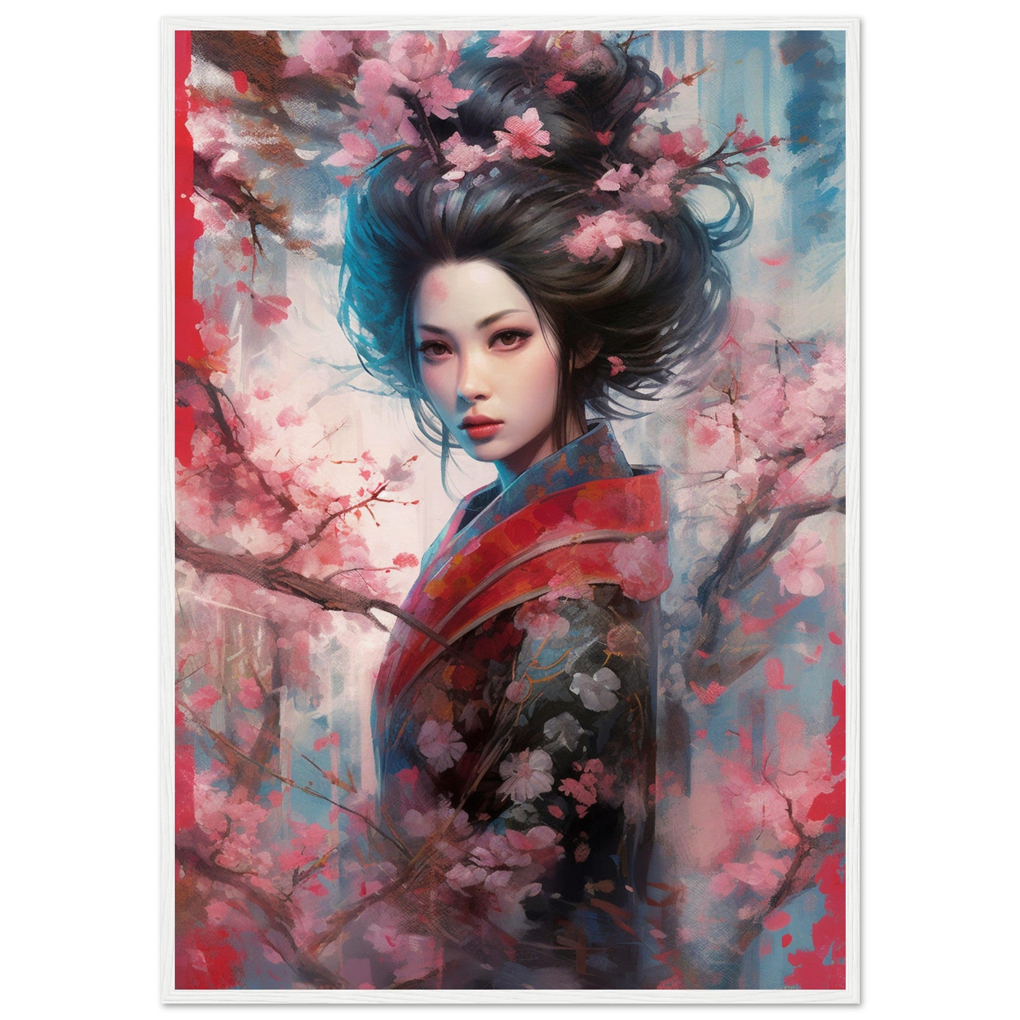 Japanese girl looking through cherry blossoms - immersiarts