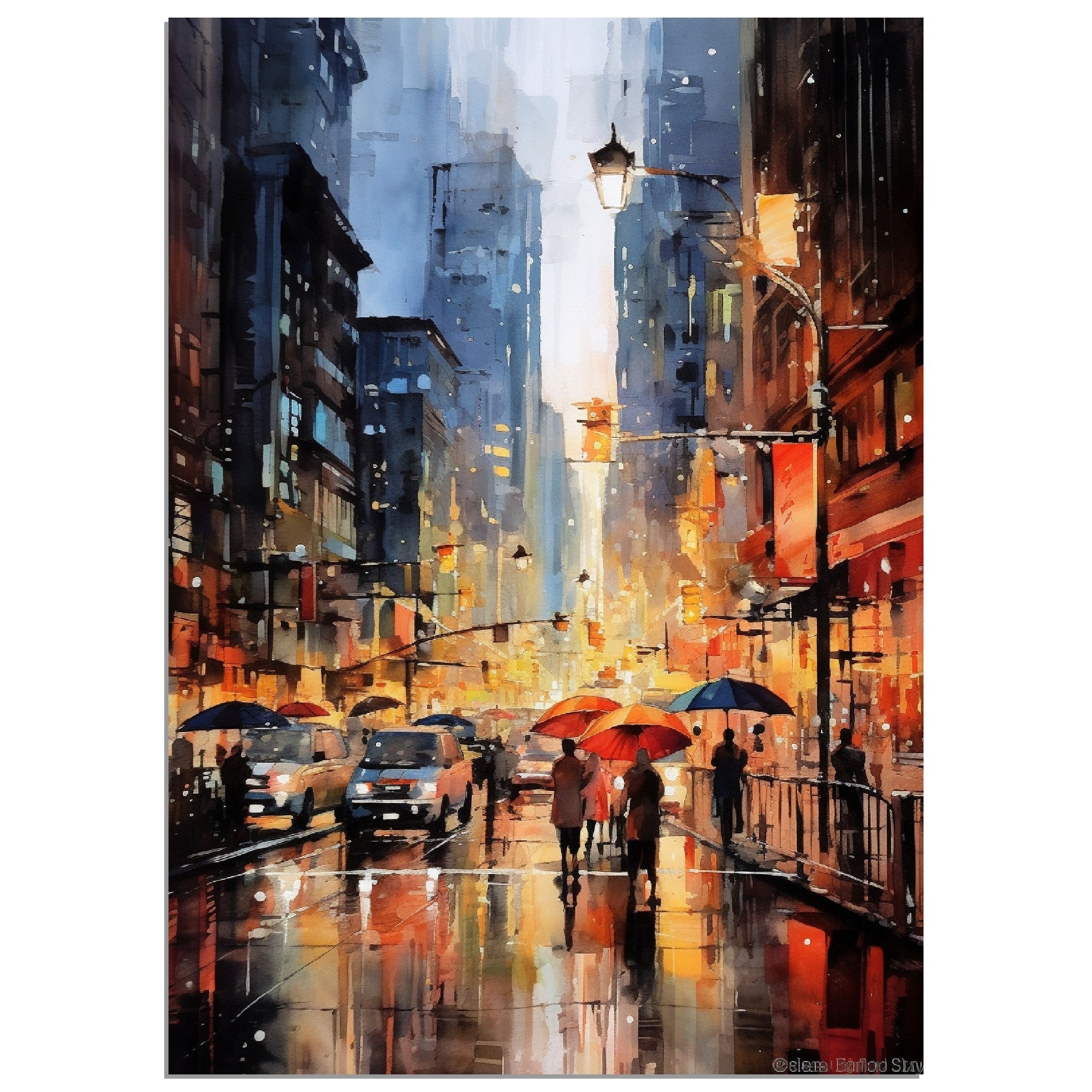 Water Colour Lively Cityscape - immersiarts