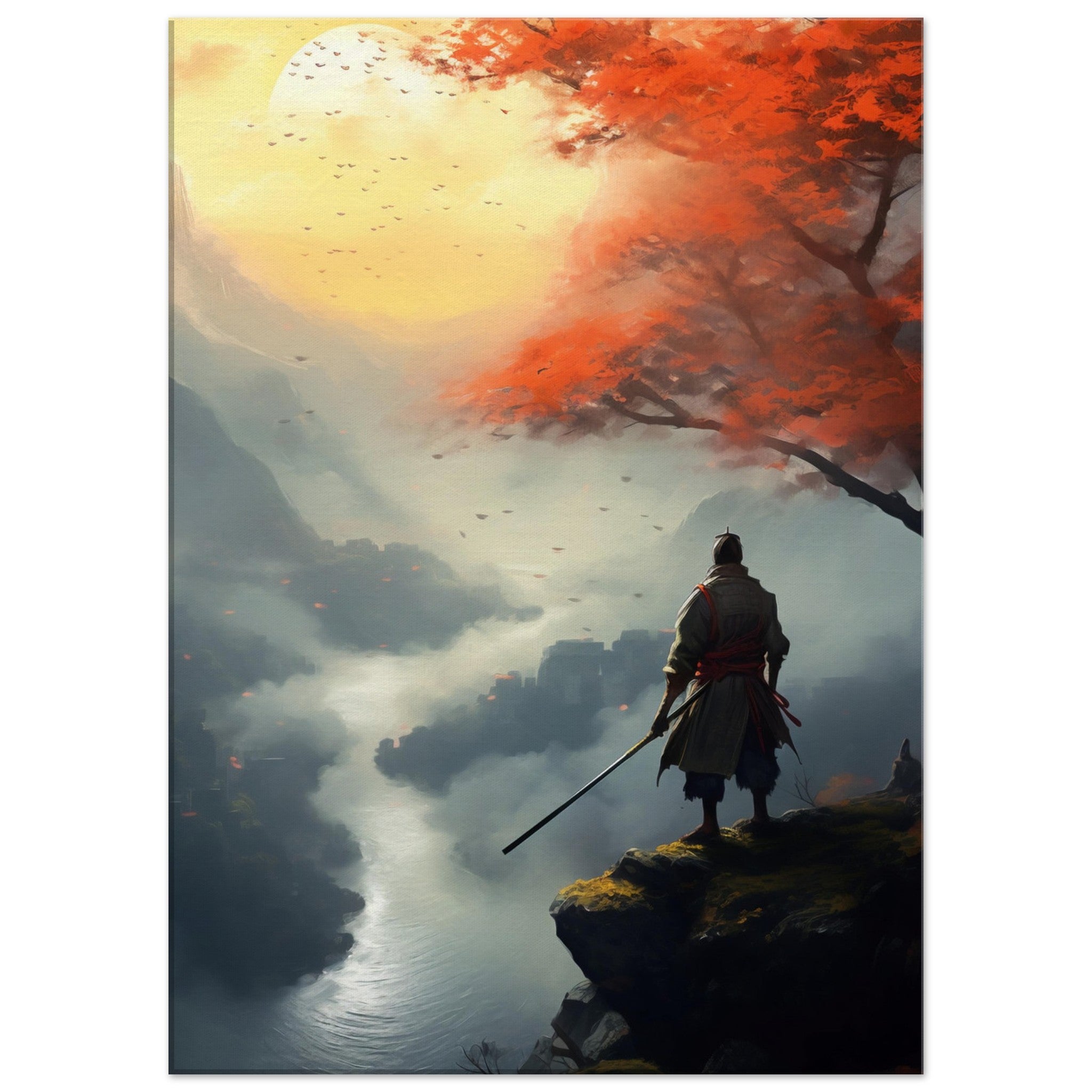 A samurai looking at sunset - immersiarts