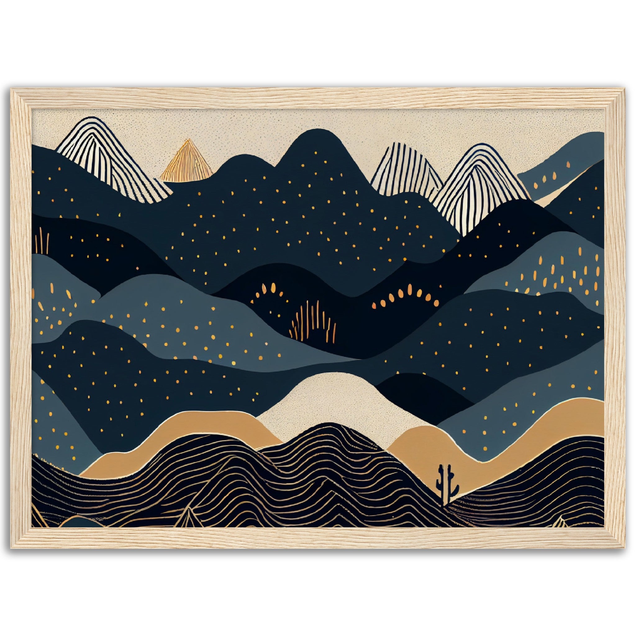 Minimalist Landscape Black & Gold Peaks - immersiarts