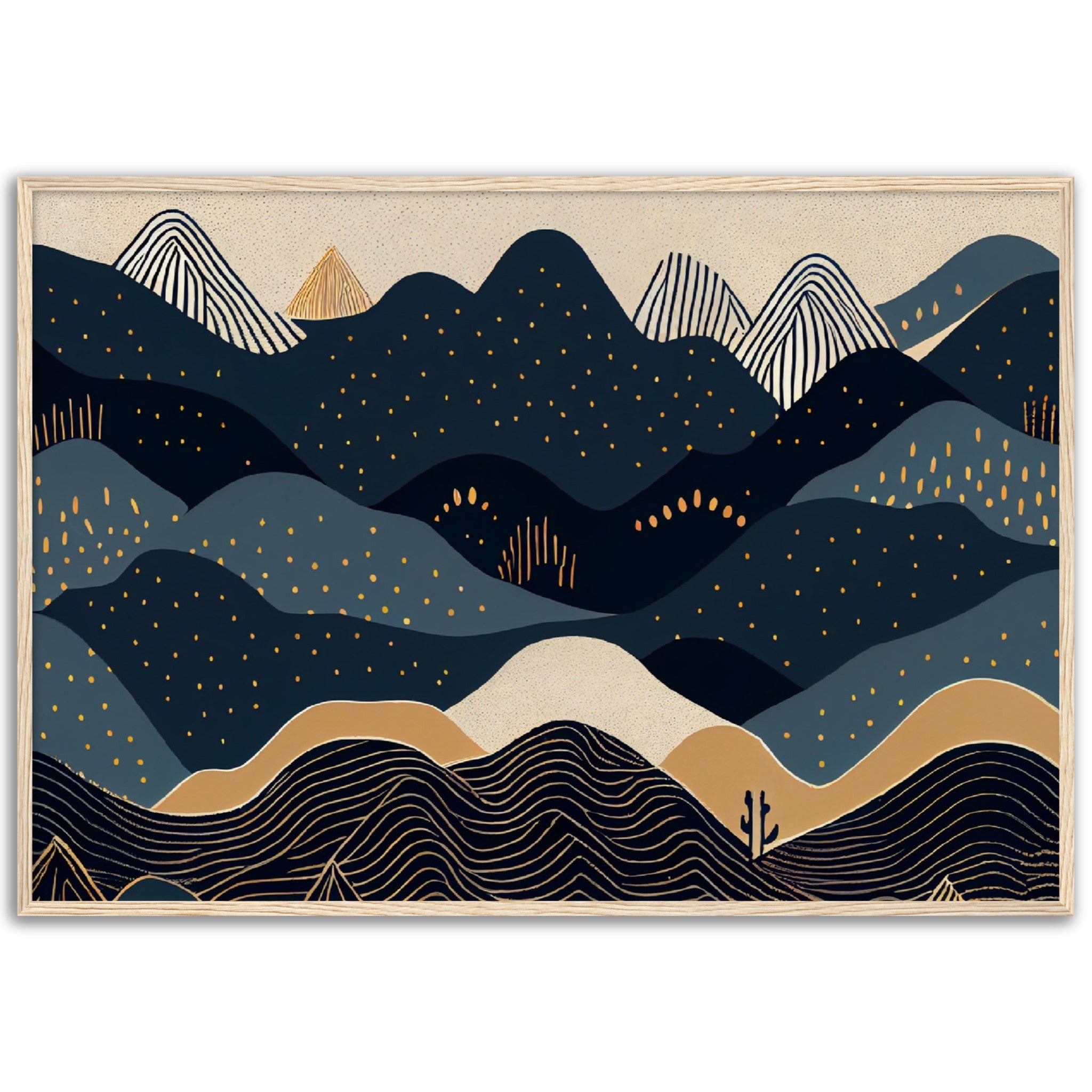 Minimalist Landscape Black & Gold Peaks - immersiarts