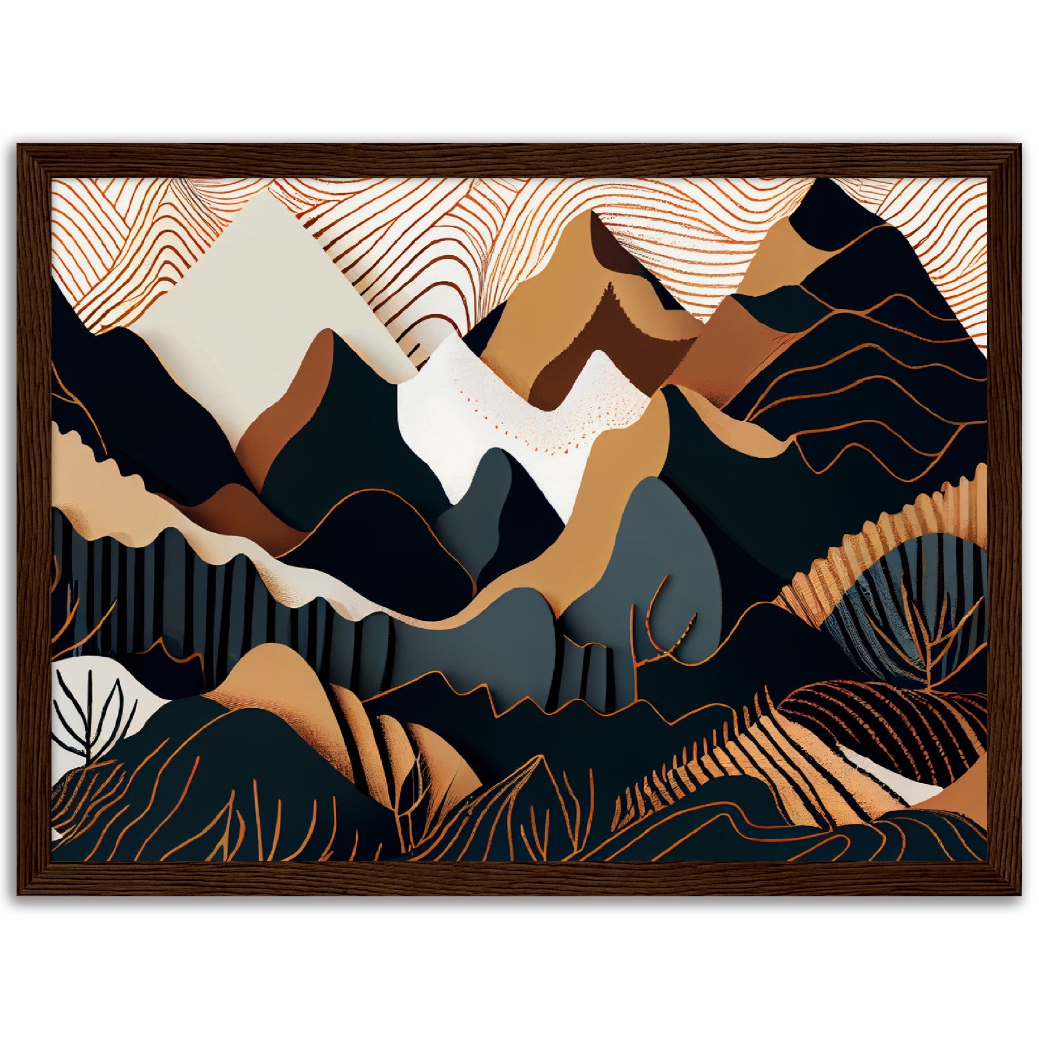 Minimalist Landscape Brown & White Peaks - immersiarts