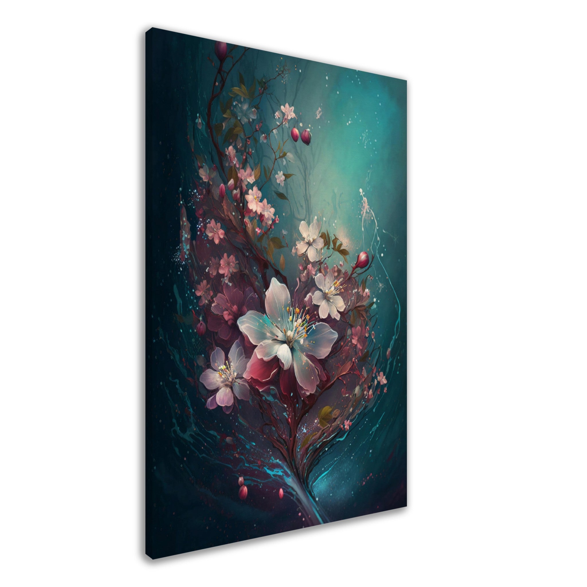 Abstract Flora Blue Background - immersiarts