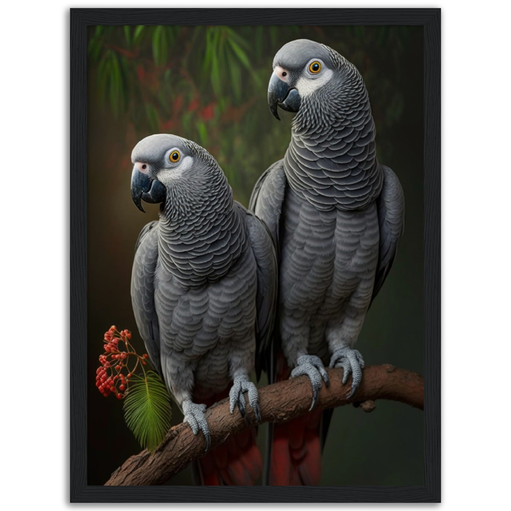 Two African Grey Parrots - immersiarts