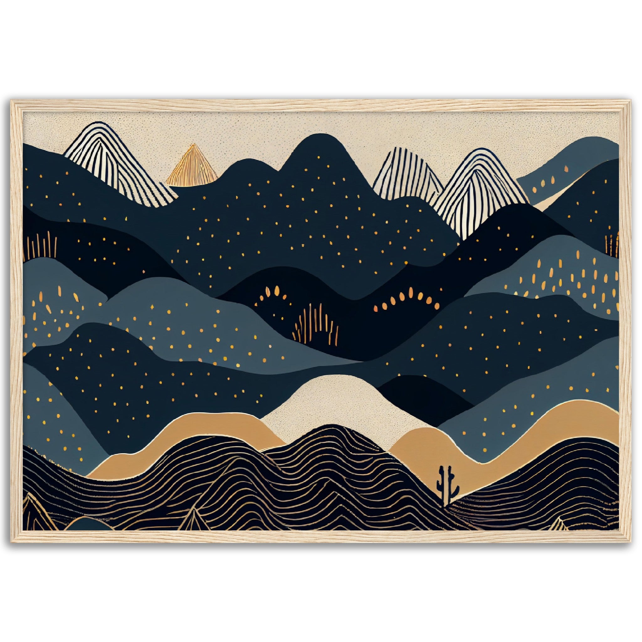 Minimalist Landscape Black & Gold Peaks - immersiarts