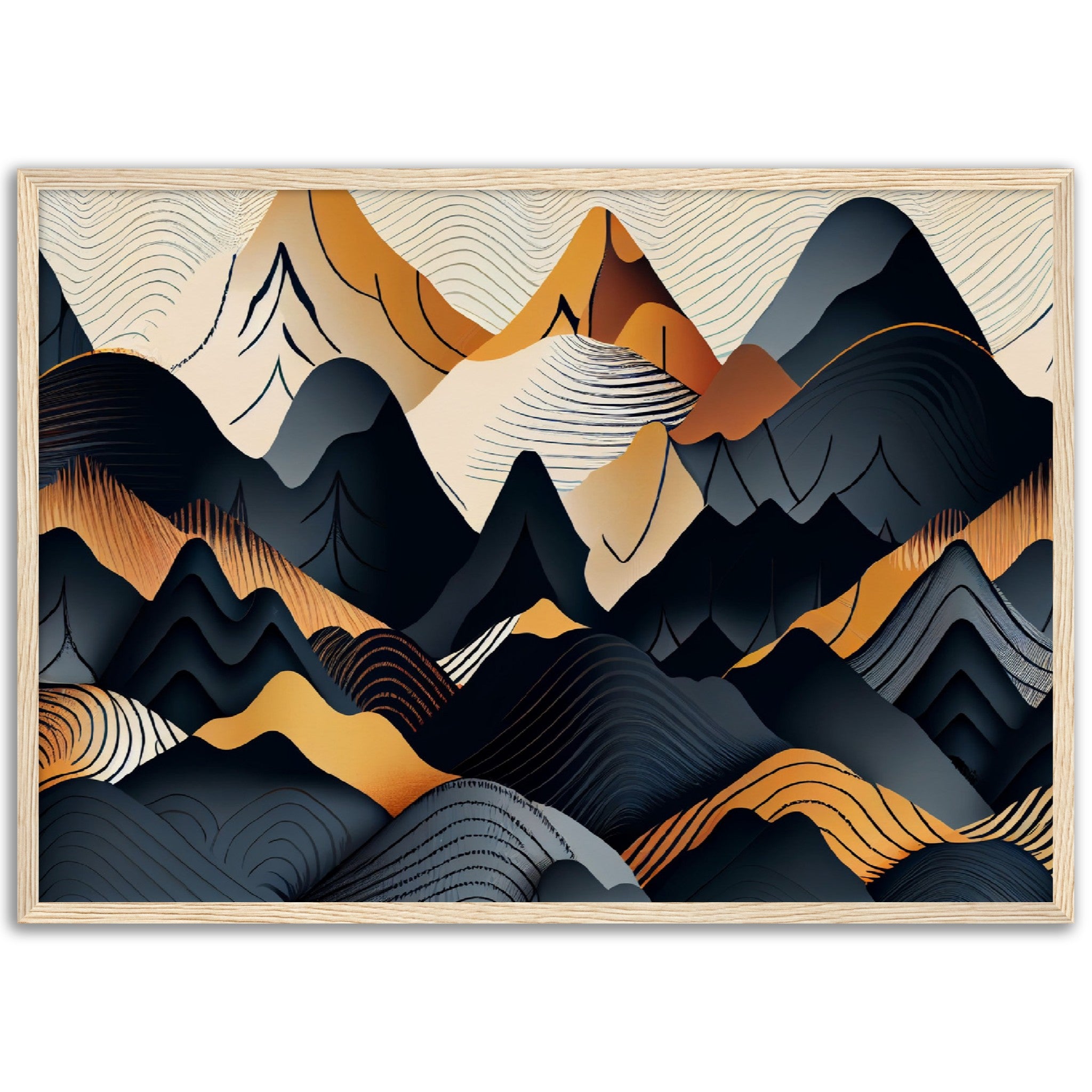 Minimalist Landscape Two Gold Peaks - immersiarts