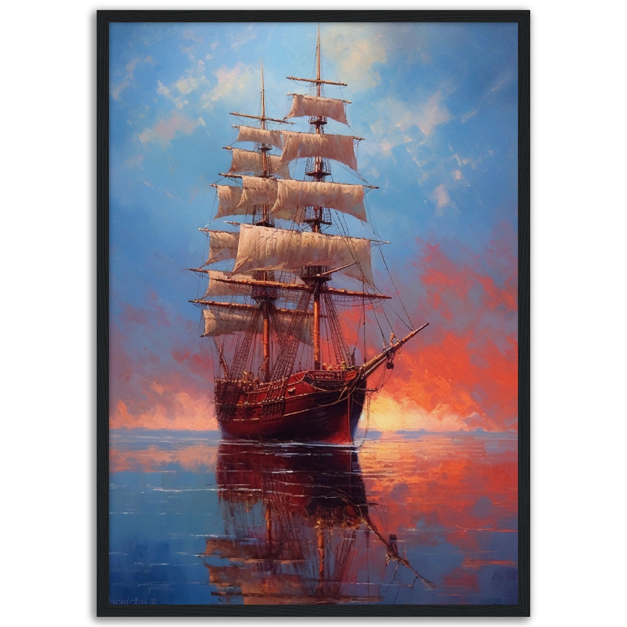 Ship Sailing Into Sunset - immersiarts