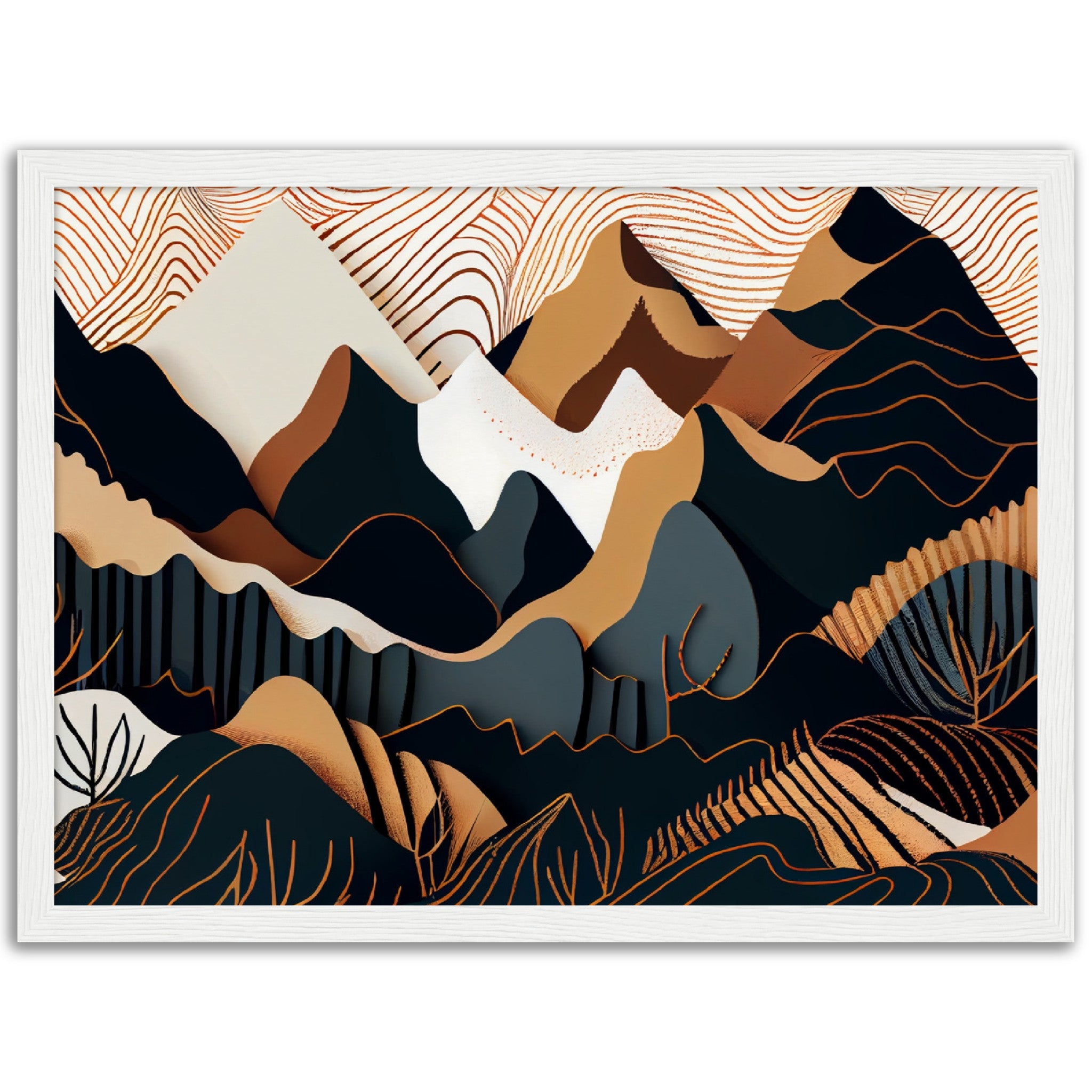 Minimalist Landscape Brown & White Peaks - immersiarts