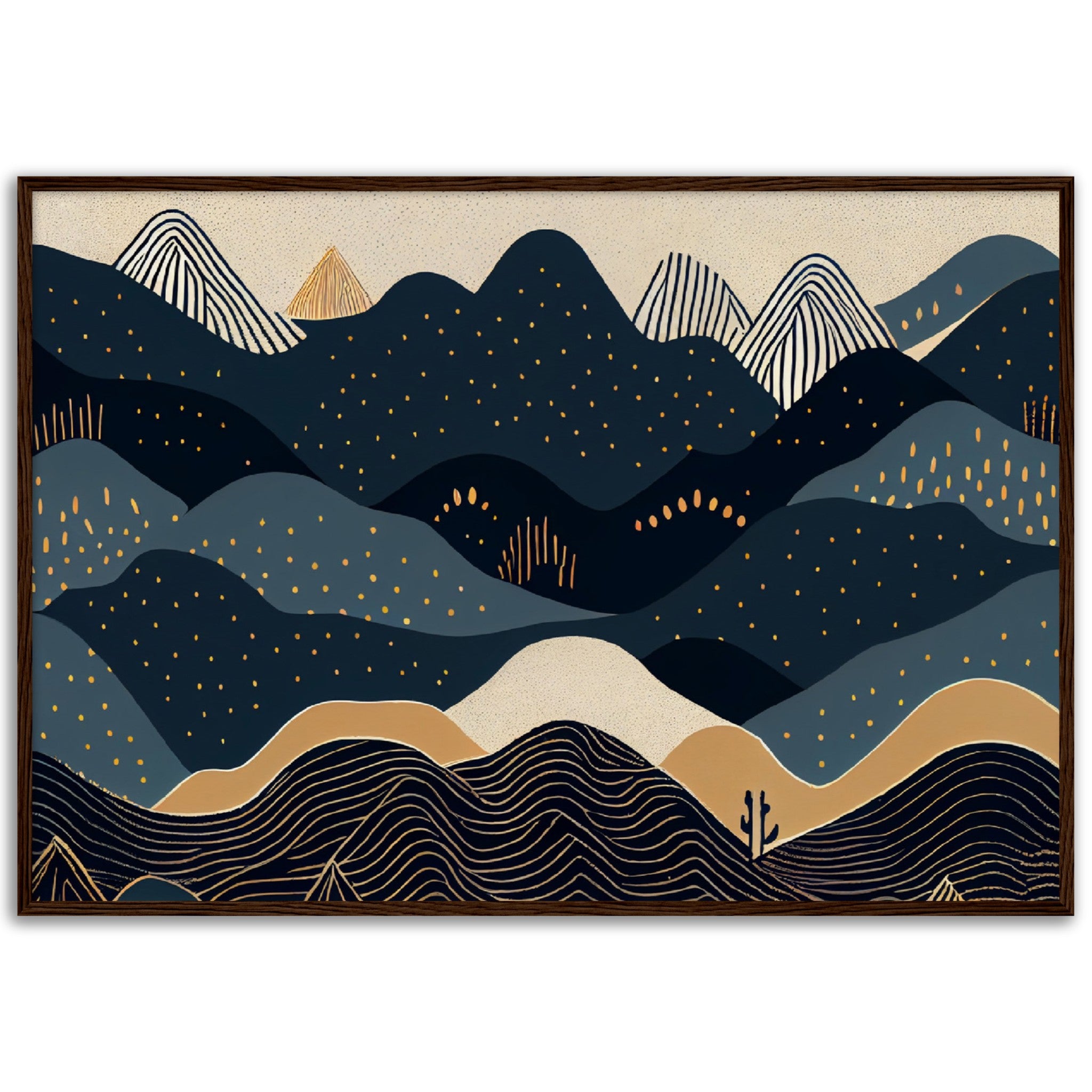 Minimalist Landscape Black & Gold Peaks - immersiarts