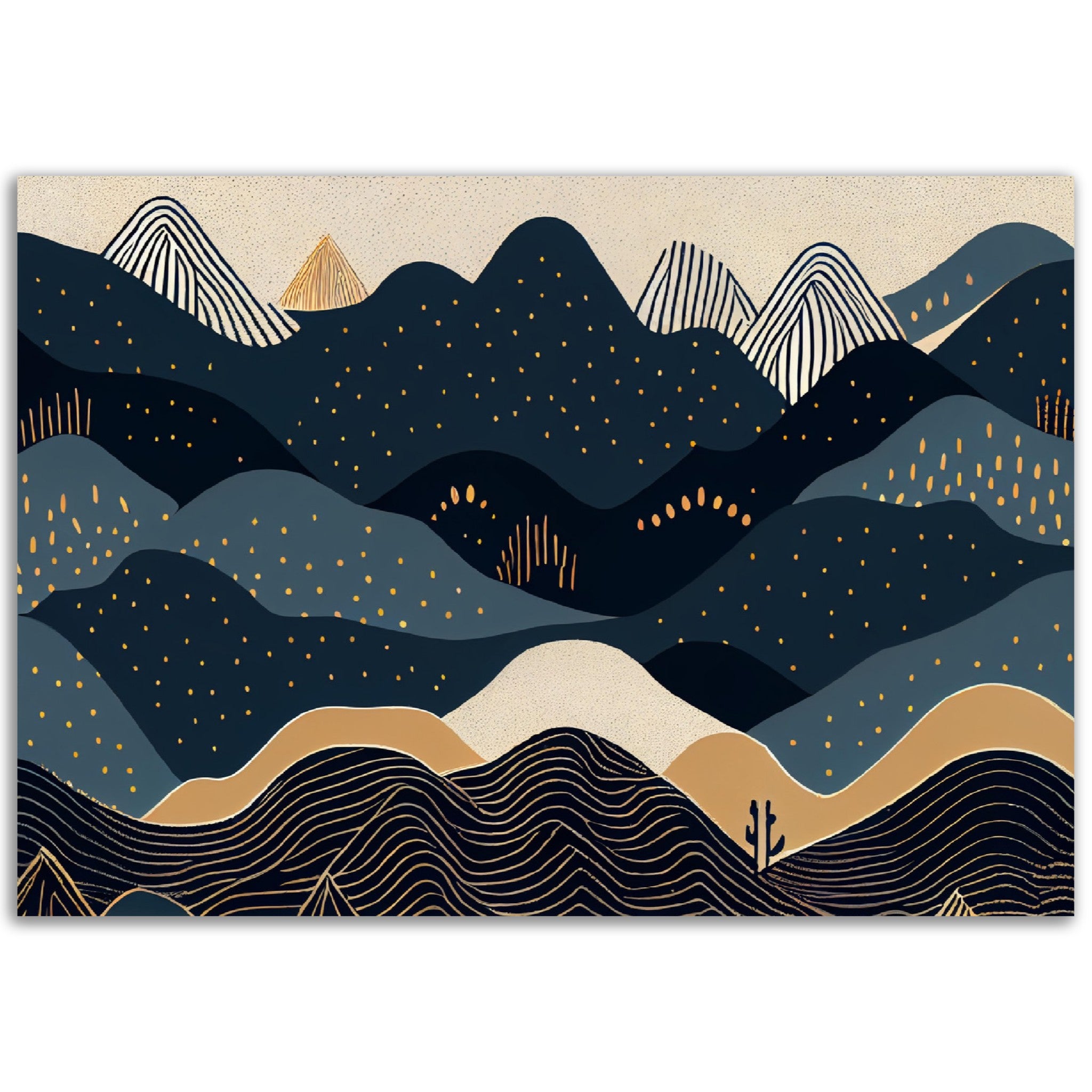 Minimalist Landscape Black & Gold Peaks - immersiarts