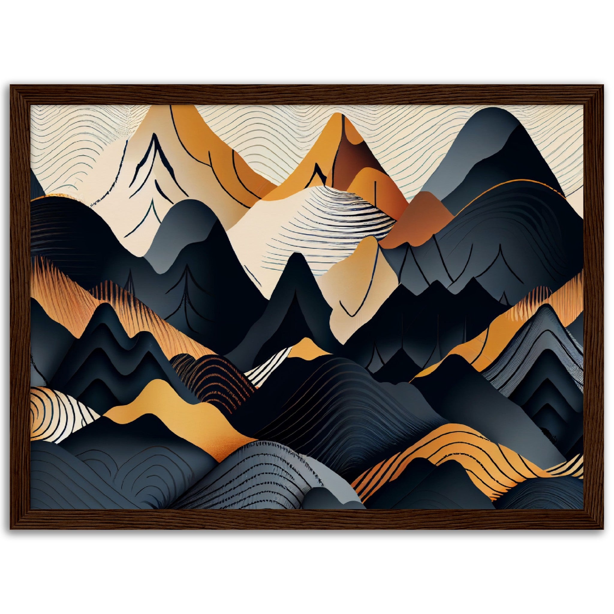 Minimalist Landscape Two Gold Peaks - immersiarts