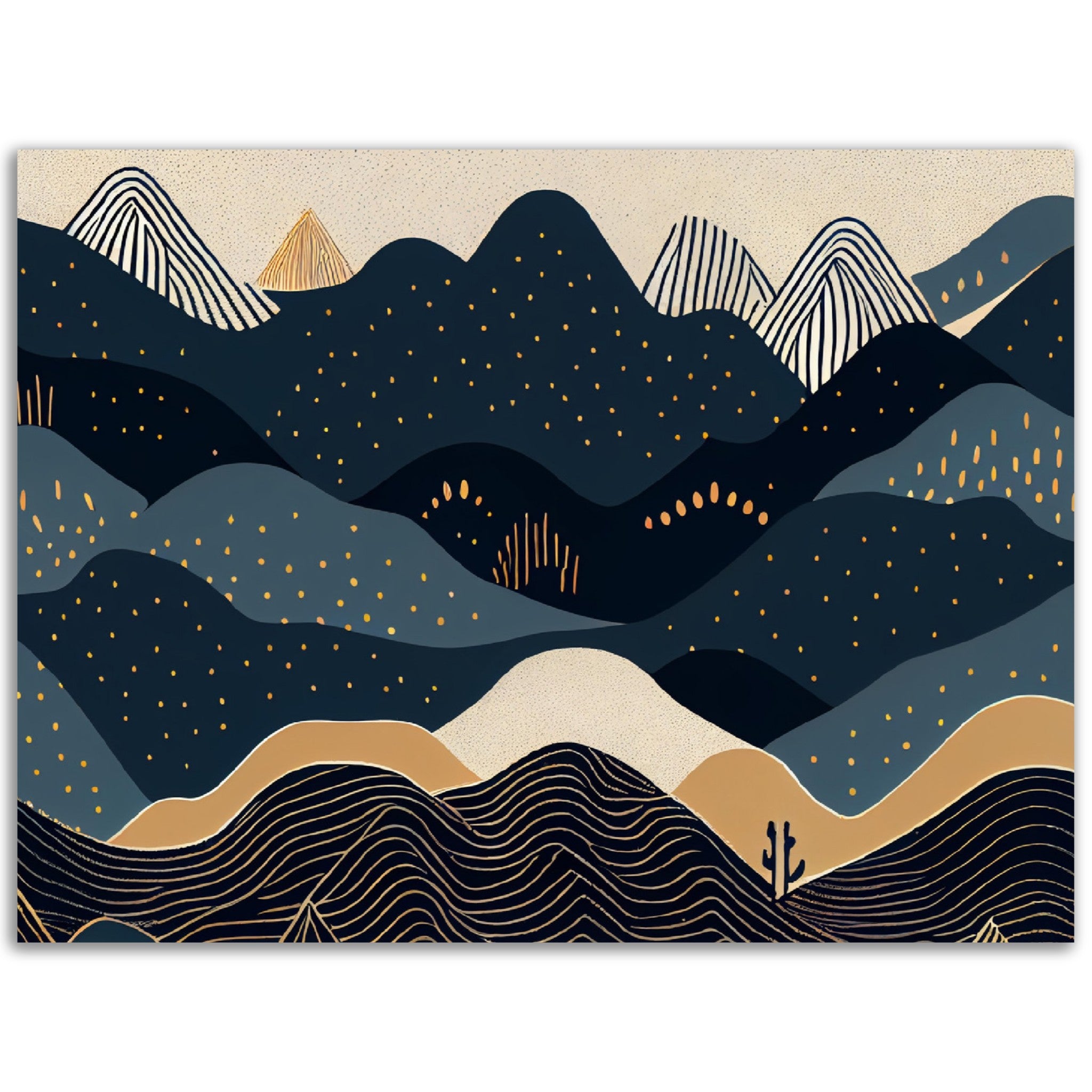 Minimalist Landscape Black & Gold Peaks - immersiarts