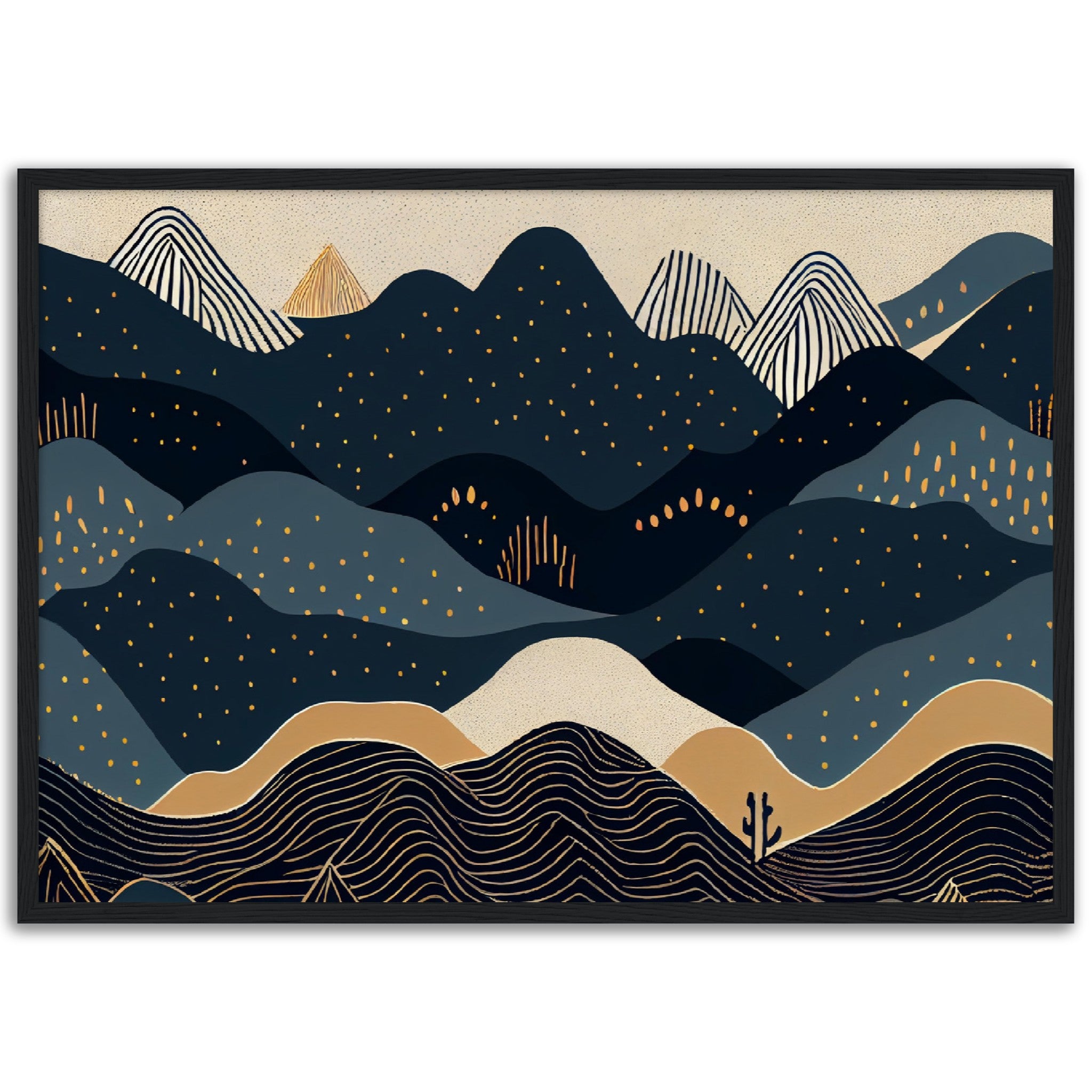 Minimalist Landscape Black & Gold Peaks - immersiarts