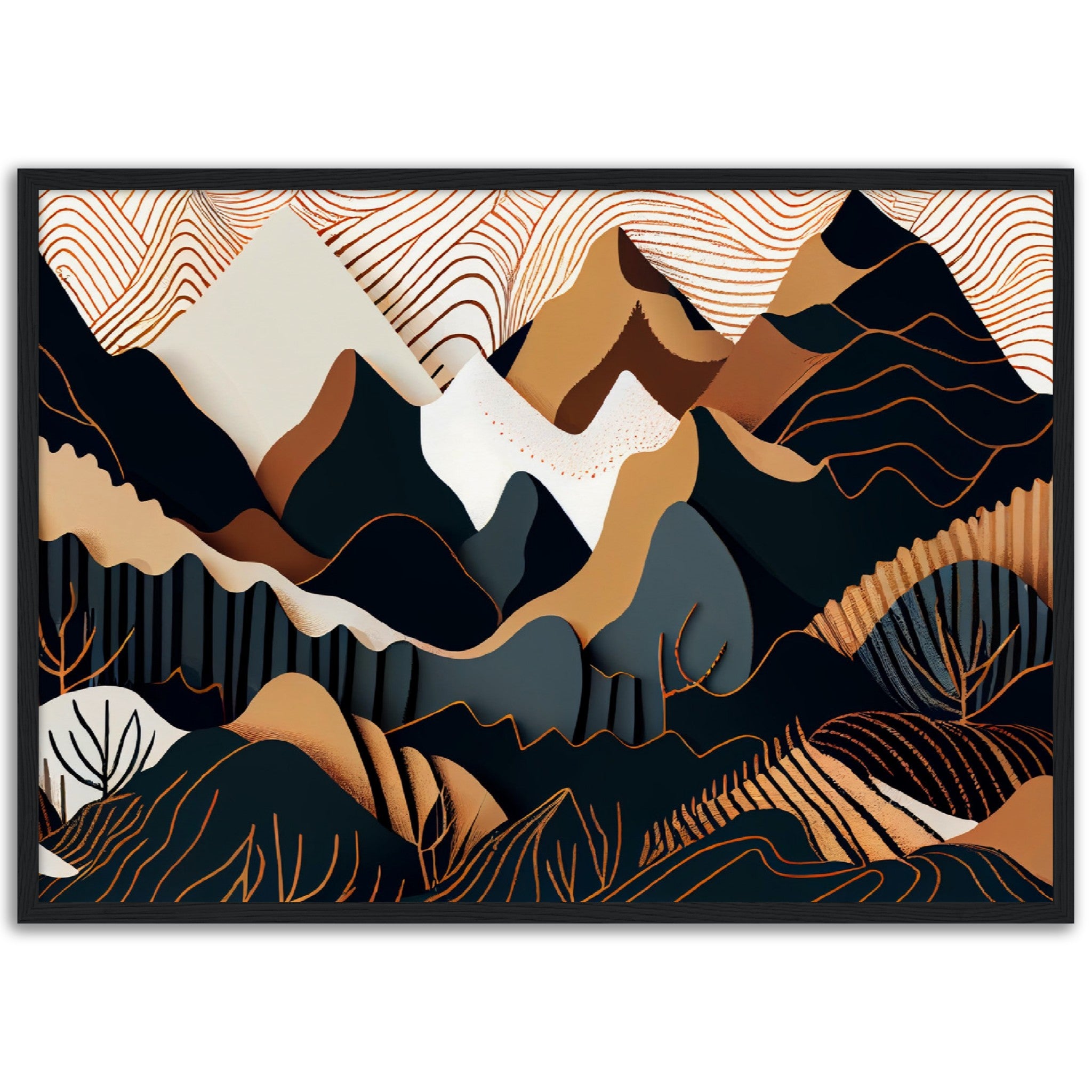 Minimalist Landscape Brown & White Peaks - immersiarts