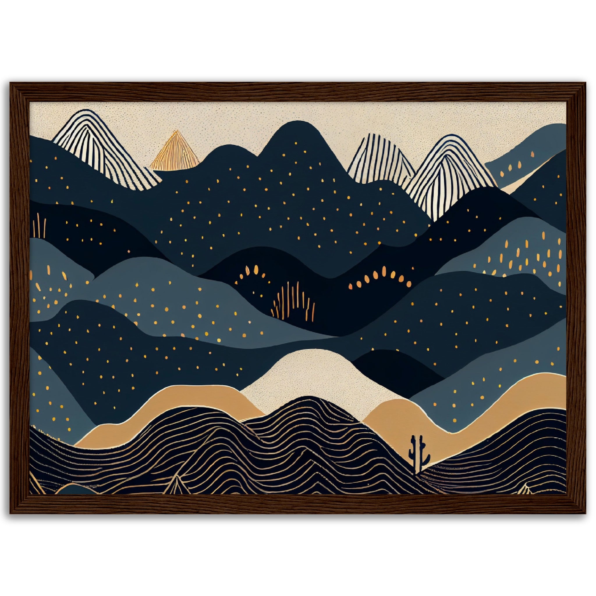 Minimalist Landscape Black & Gold Peaks - immersiarts