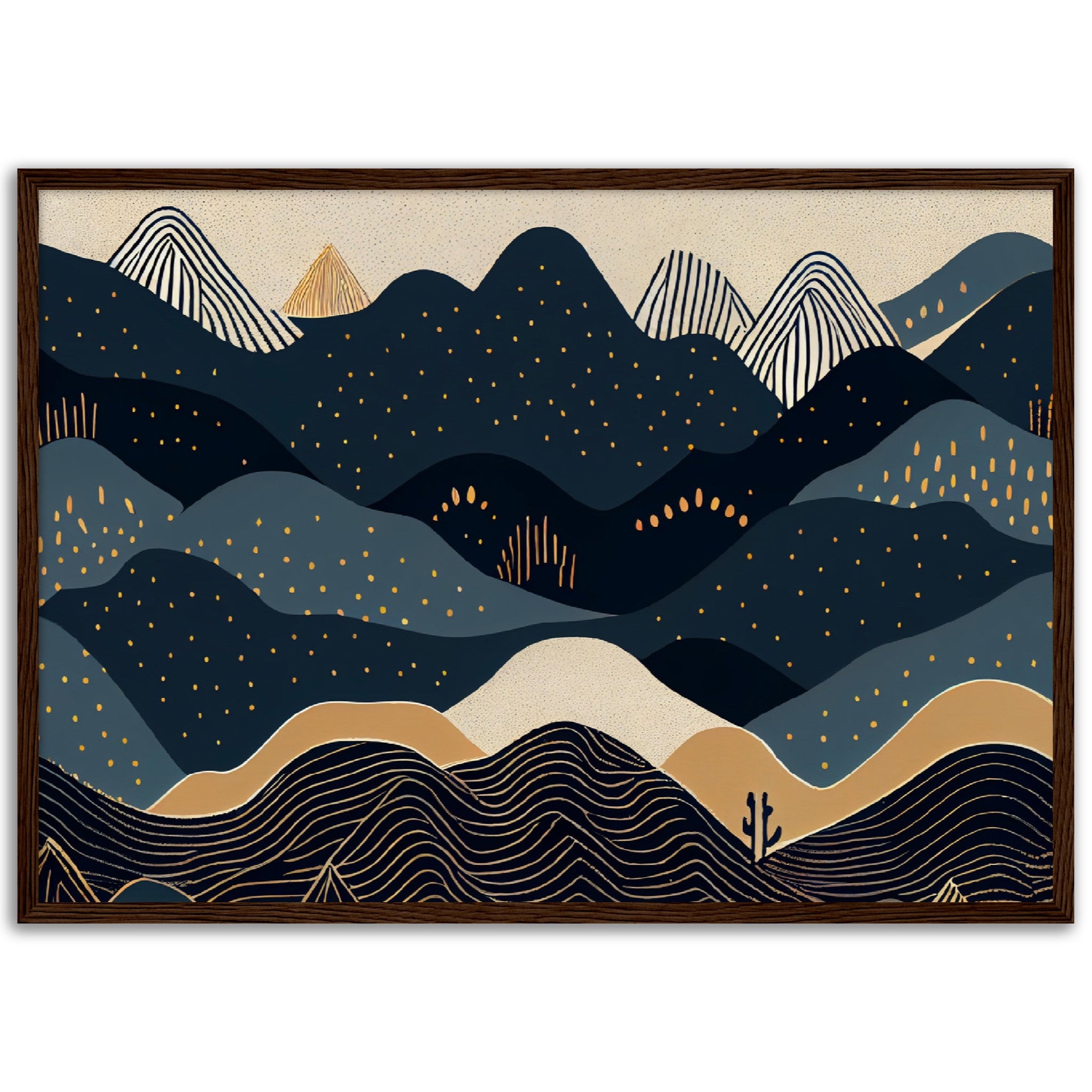 Minimalist Landscape Black & Gold Peaks - immersiarts