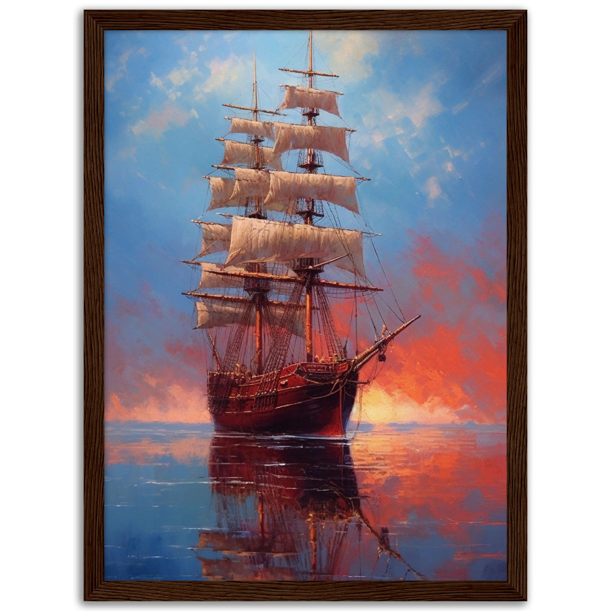 Ship Sailing Into Sunset - immersiarts