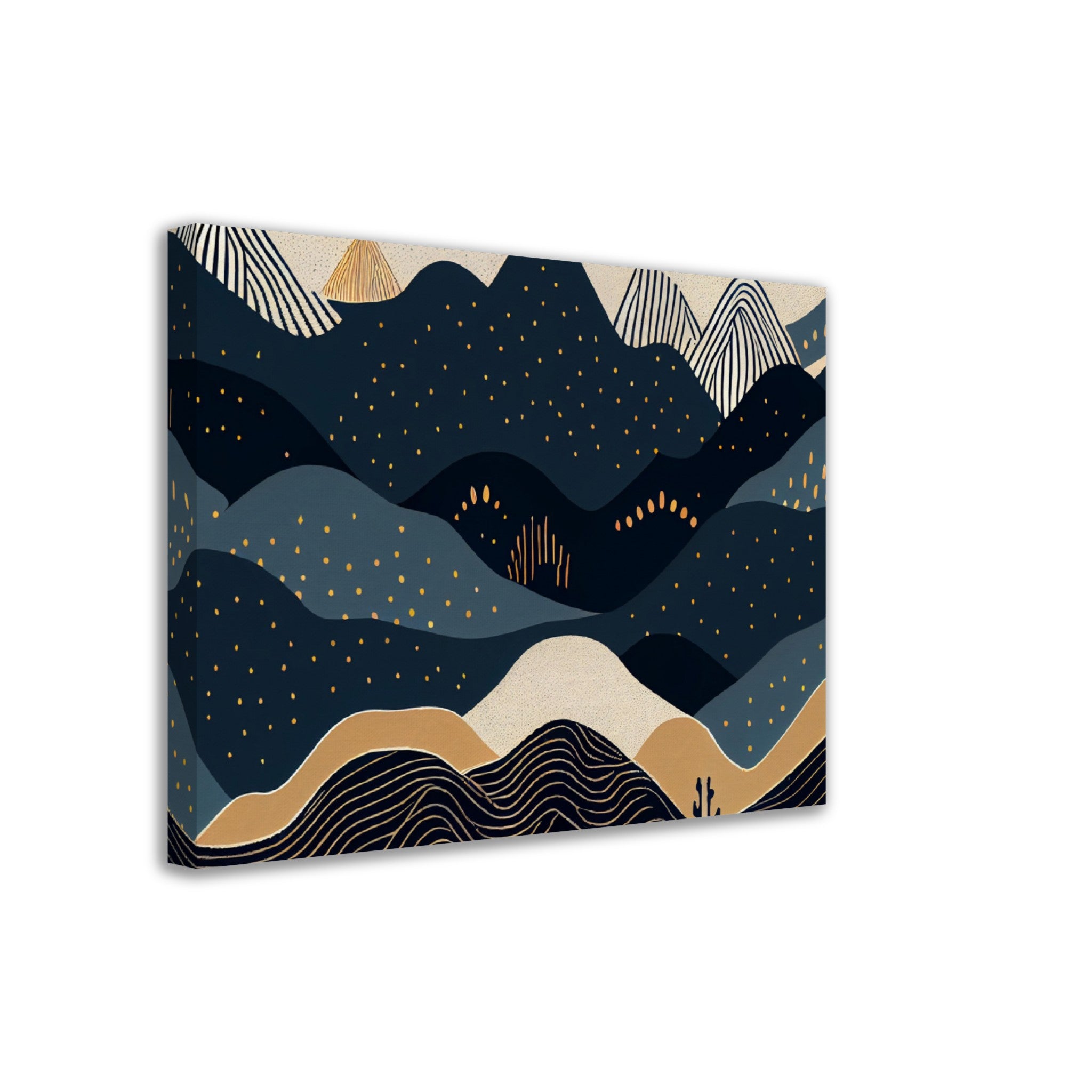 Minimalist Landscape Black & Gold Peaks - immersiarts