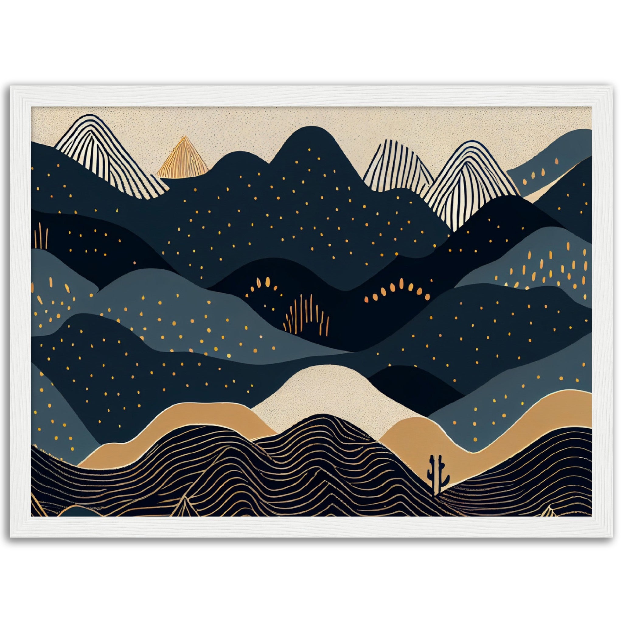 Minimalist Landscape Black & Gold Peaks - immersiarts