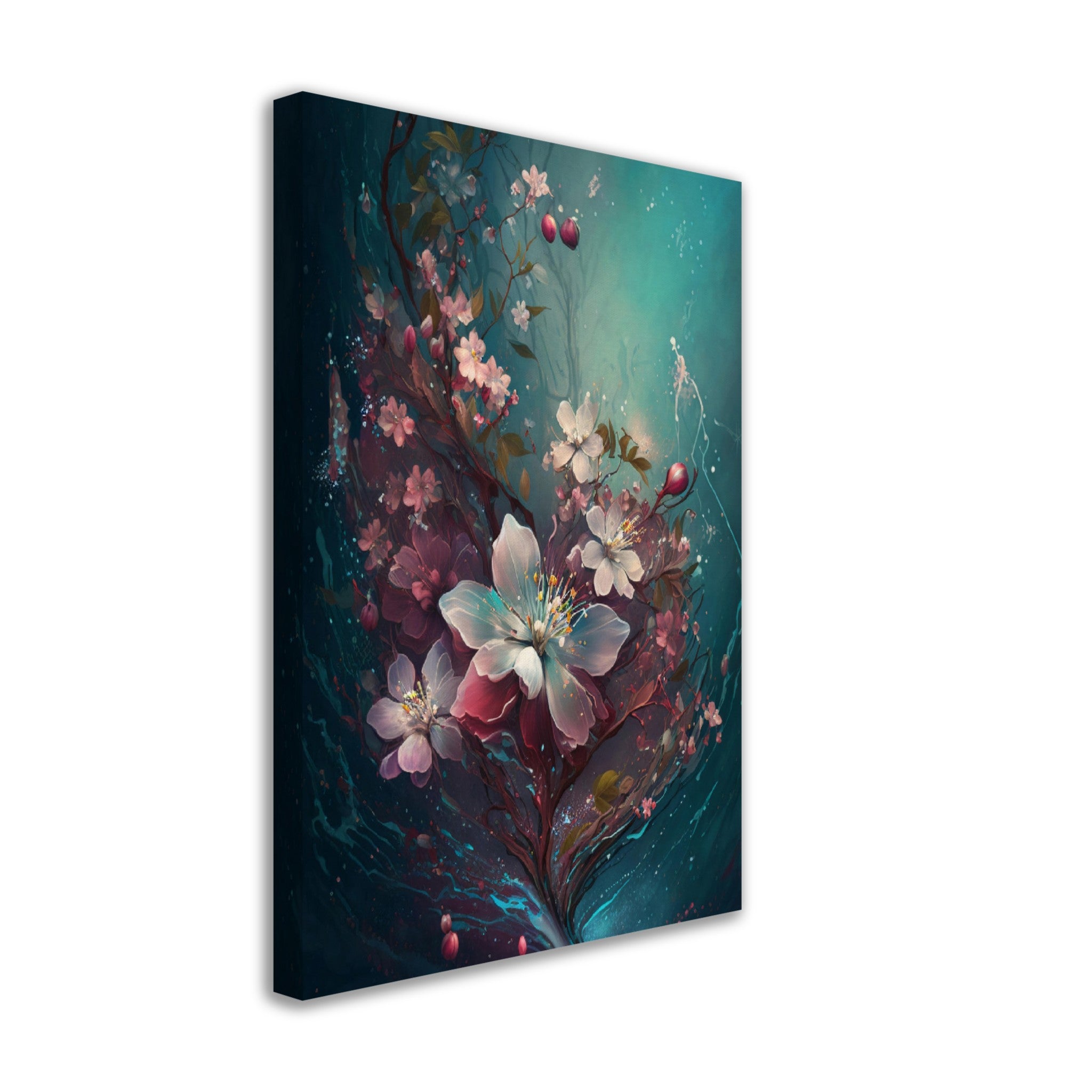 Abstract Flora Blue Background - immersiarts