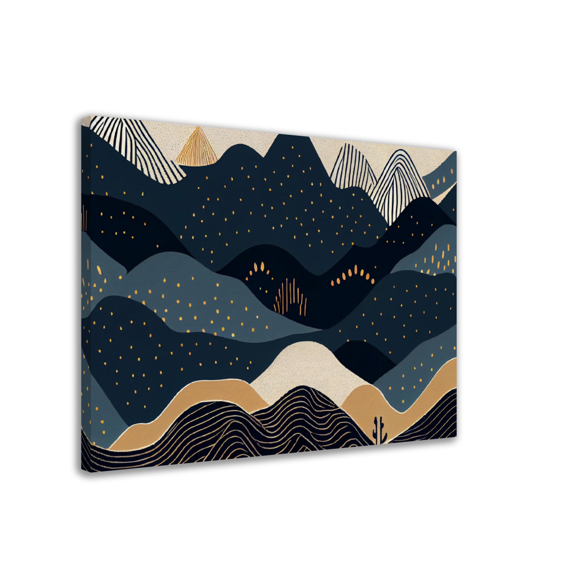 Minimalist Landscape Black & Gold Peaks - immersiarts