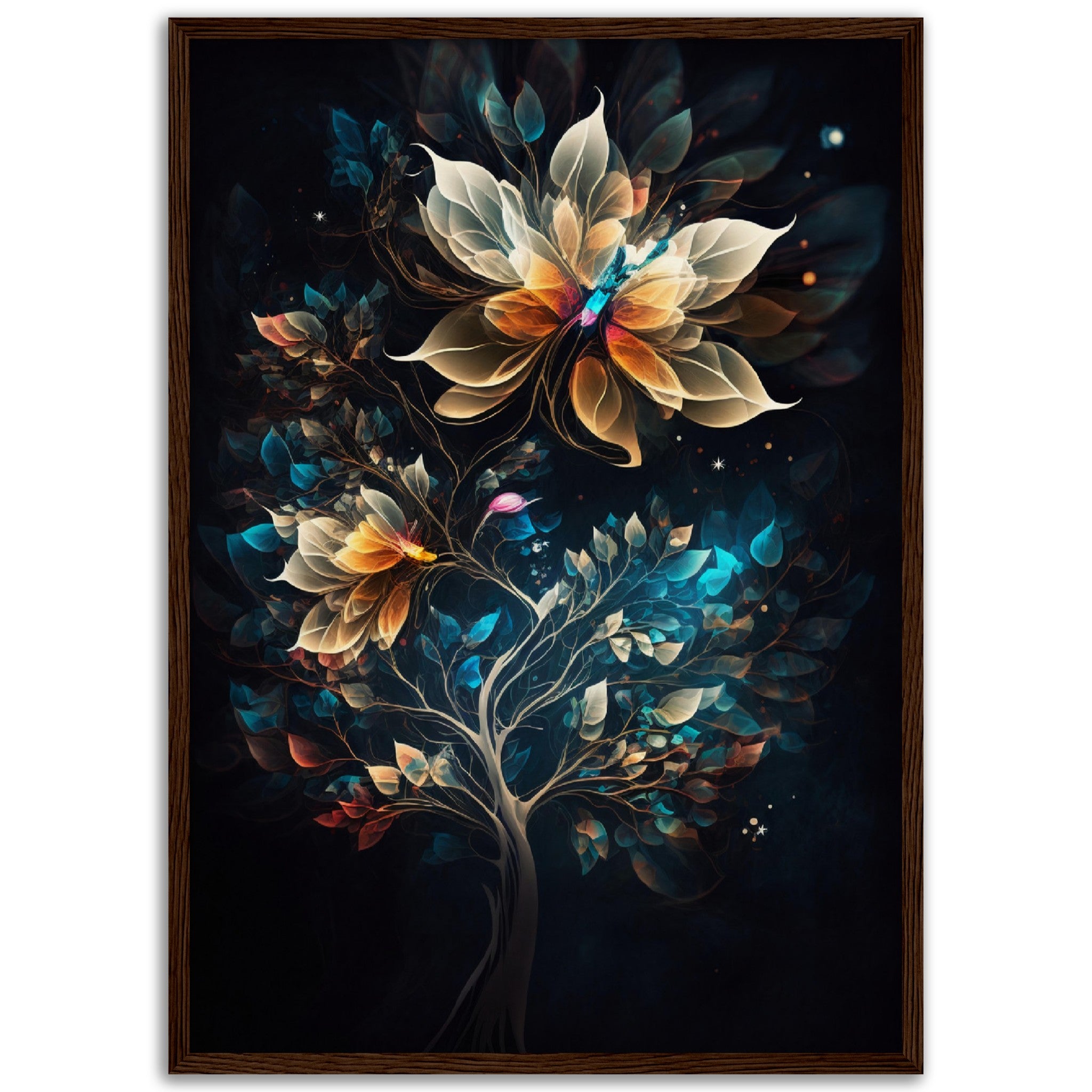 Abstract Floral Art In Blue & Yellow - immersiarts