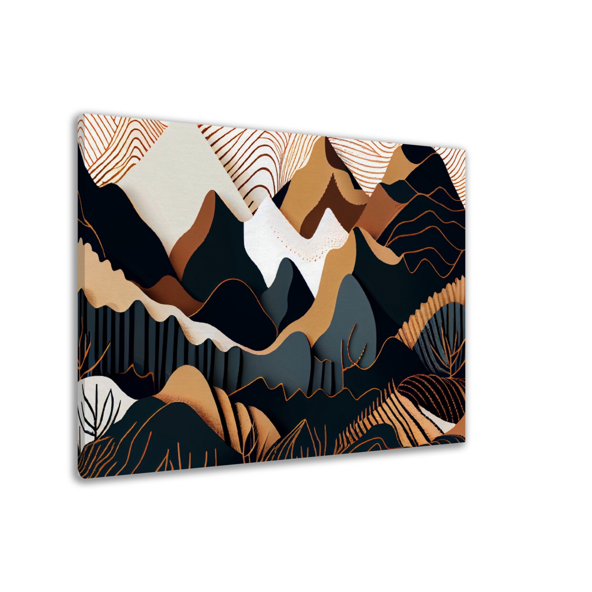 Minimalist Landscape Brown & White Peaks - immersiarts