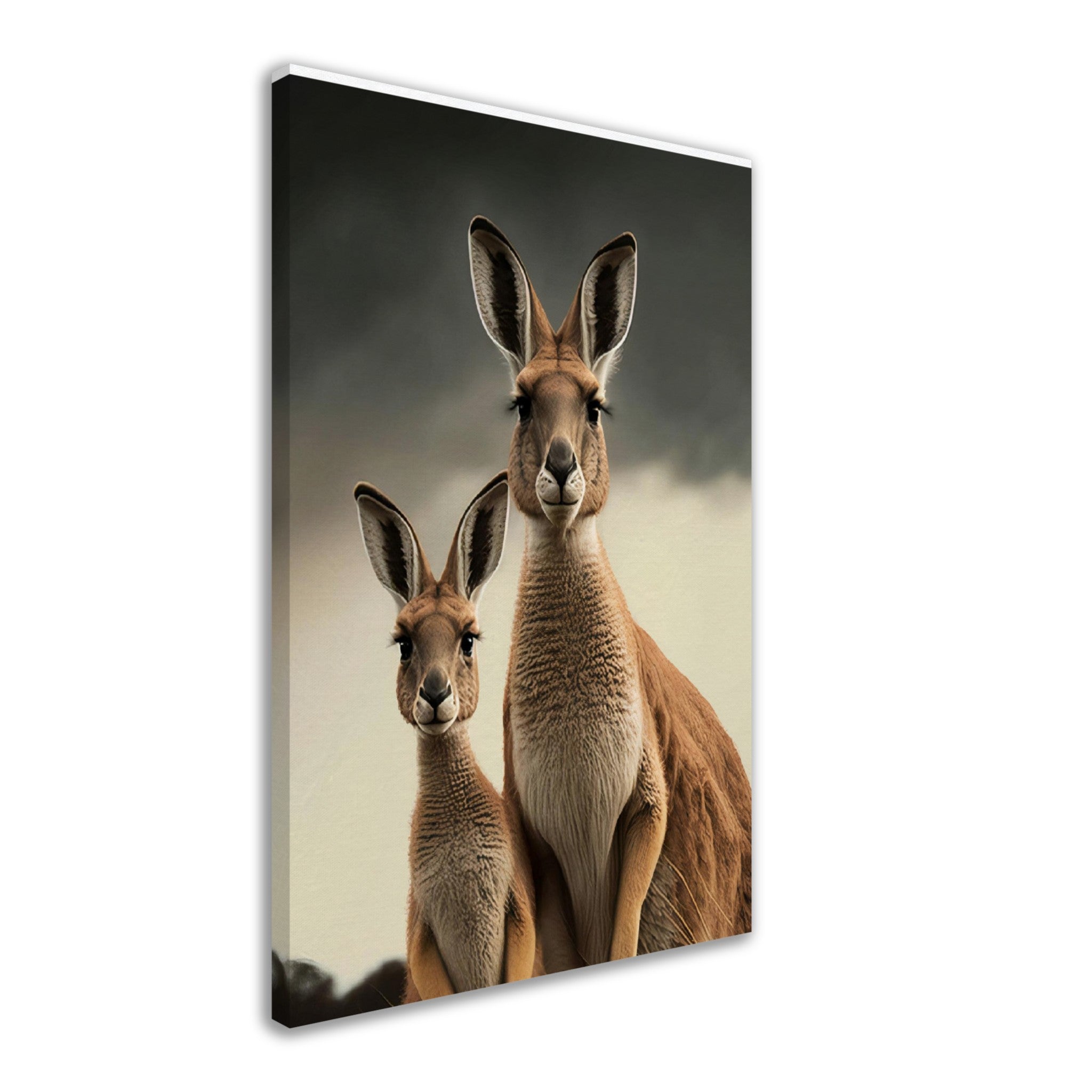 Two Kangaroos On Grassland On Canvas - immersiarts