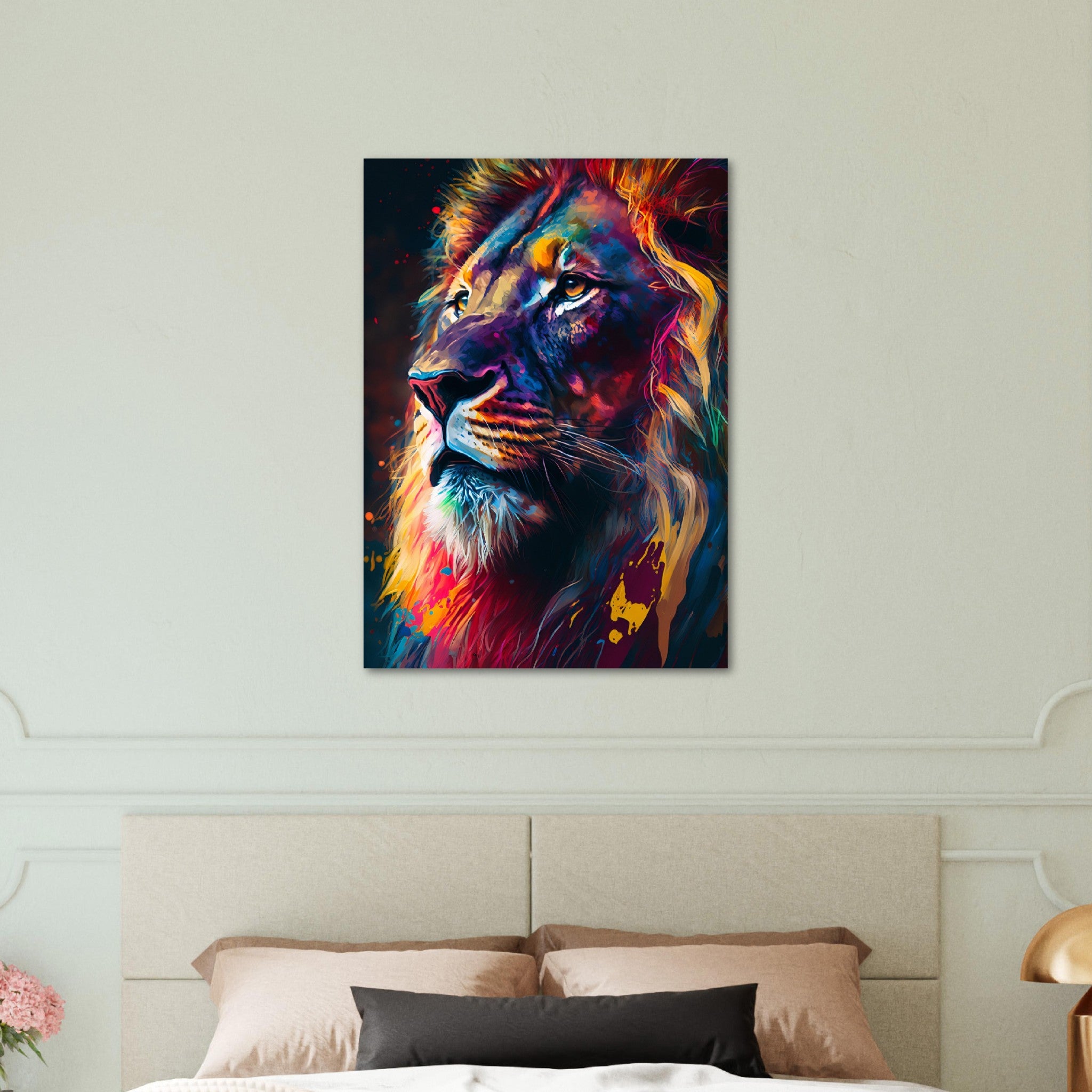 Vibrant abstract art of a lion - immersiarts