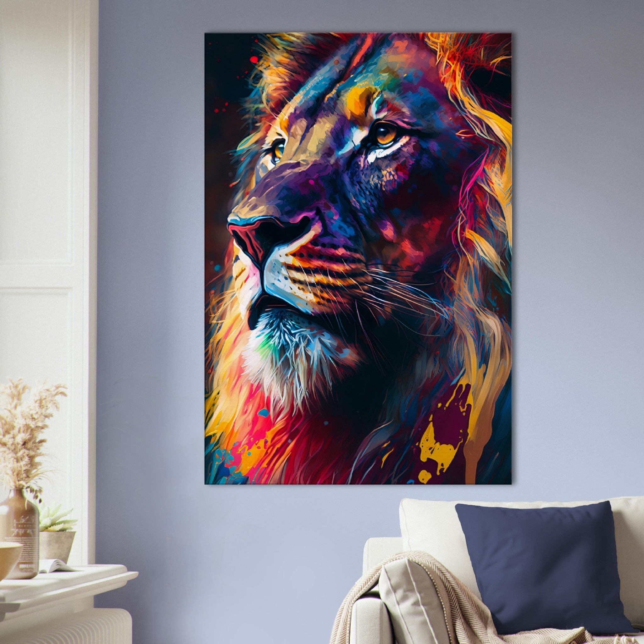 Vibrant abstract art of a lion - immersiarts